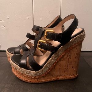 Prada Cork Wedge Sandals